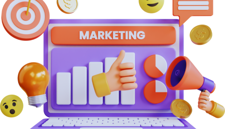 A graphic displaying various social media platform icons like Facebook, Instagram, Twitter, and LinkedIn, with an American flag in the background. The image features a marketing professional working on a laptop, surrounded by charts and graphs representing engagement and growth. This visually represents the blog's focus on social media marketing services in the USA.