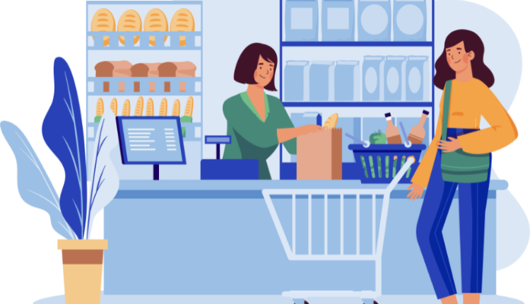 An image of a well-lit retail store with a 'Grand Opening' sign on the front door. Shelves are stocked with various products, and a shopkeeper stands at the counter, ready to welcome customers. The visual highlights the process of 'How to Open a Retail Store,' symbolizing the steps to start and run a successful retail business.